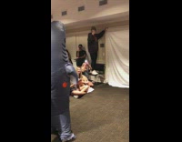 Shark costume reveal party