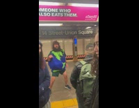 Subway station climate change lecture