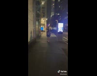 Friend speed walks away from embarrassing guy 