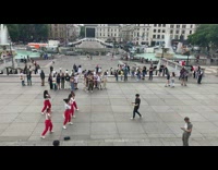 Group of women dance cover video shoot at the park