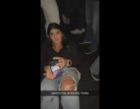 Girl in club falls with drink gets picked up falls again