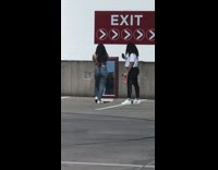 Girl string back large mirror red exit