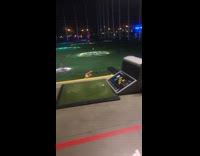 Collab VIBES - Lady falls into driving range net 