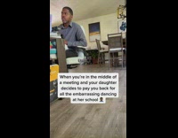 Daughter dance disturb father having work meeting