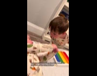 Toddler teaching baby sister colors and shapes 