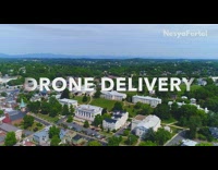 Drone delivers food two girls red container 