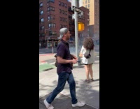 Fire melt garbage can on street part 1